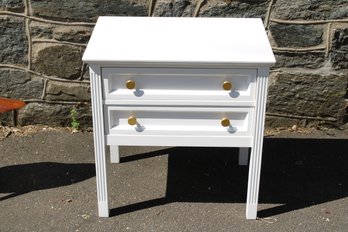 Two Drawer White Side Table