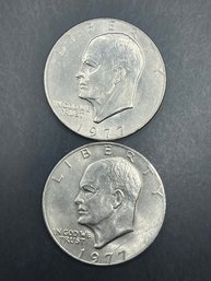 2 Eisenhower Dollars 1977, 1977-D