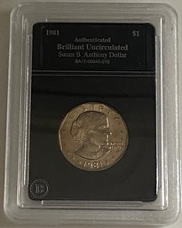 Authenticated Brilliant Uncirculated Susan B. Anthony Dollar 1981