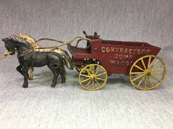 Fantastic 1900s-1920s Antique Cast Iron Contractors Dump Wagon By Arcade Or Kenton - ESTATE ATTIC FRESH !