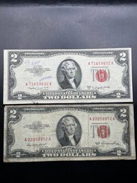 2 Red Seal $2 Bills 1953, 1953-B