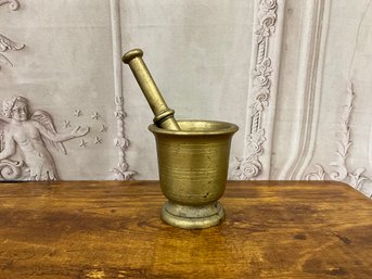 Heavy Brass Mortar & Pestle - Vintage