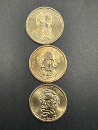 3 Presidential Dollars Rutherford B. Hayes, Franklin Pierce, Martin Van Buren