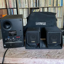 Cambridge Soundworks Micro System Portable Subwoofer And Speakers Cool Vintage Unit Unusual Audiophile Gear