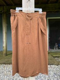 Yves Saint Laurent Silk Brown Skirt Size F40