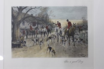 George Wright Large Hand Colored Engraving 'After A Good Day'