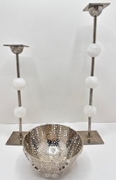 RabLabs Illumina Candlesticks With Natural Crystal Gemstone Spheres & RabLabs Espera Nut Bowls