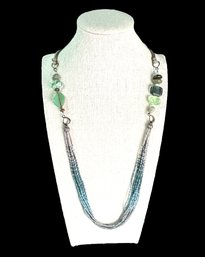 Vintage Sterling Silver Silpada Designer Beaded And Corded Necklace