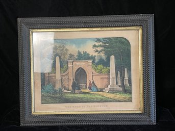 Framed Currier & Ives Lithograph 'The Tomb Of Washington' New York