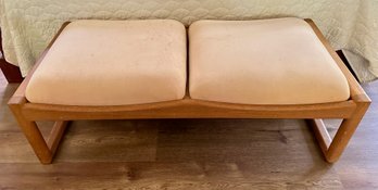 Mid Century Modern Solid Wood Upholstered Bench