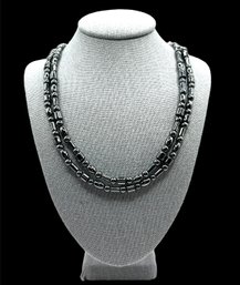 Two Sets Of Heavy Dark Charcoal Beaded Necklaces