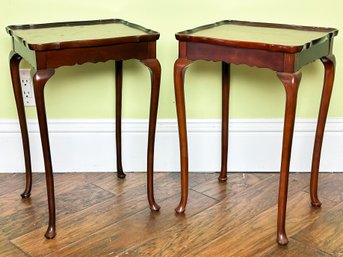 A Pair Of Vintage Mahogany End Tables With Serpentine Trim