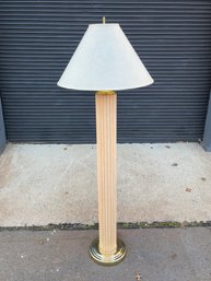 Vintage Oak And Brass Floor Lamp