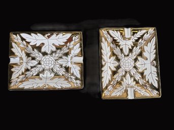 Pair Of Elegant And Vintage Porcelain Ashtrays - Stamped Italy 1230
