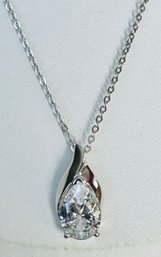 GORGEOUS BRILLIANT CZ PEAR DROP NECKLACE