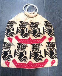 Mesoamerican Burlap Purse Bag With Handles