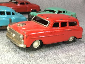 Group Of Five (5)  Antique 1950s Tin Friction Cars - ESTATE ATTIC FRESH - Did Not Clean Or Test Any Of Them !