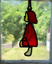 Charming Small Stained Glass LITTLE RED RIDING HOOD Decoration