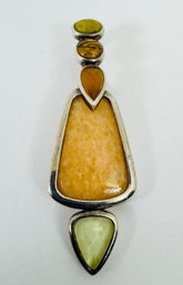 SIGNED WK STERLING SILVER MULTI STONE PENDANT