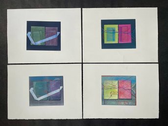 Signed Eugenia Joyce Fayen (Amer. 20th Cent.) Group Of Four Abstracts On Paper