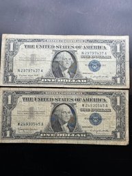 2 $1 Silver Certificates 1957-A, 1957-B