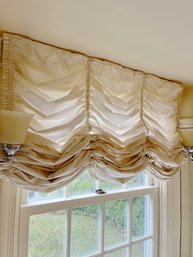 A Set Of 2 Custom Silk Lined Austrian Shades