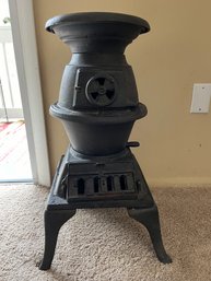 Antique 1885 Cast Iron Pot Belly Parlor Stove