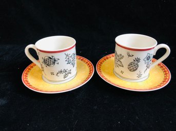 Set Of Villeroy And Bosh Teacups With Saucers