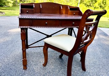 A Vintage Fruitwood Writing Desk And Chair