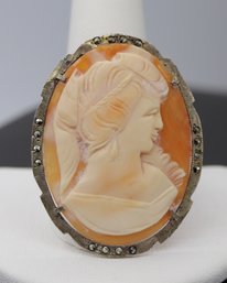 Gorgeous Cameo Brooch In Sterling Silver