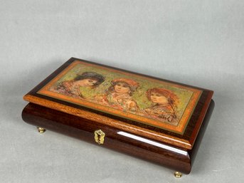 Vintage Italian Edna Hibel Wooden Music Jewelry Box