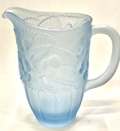 Vintage Satin Blue Cherry Embossed Pitcher