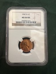 1947-D NGC MS66 RED Lincoln 1c