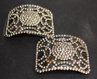 Victorian Cut Steel Signed Shoe Buckles 1870s`