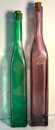2 Colored Glass Bottles
