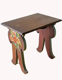 Small Vintage Handmade & Hand Painted Footstool