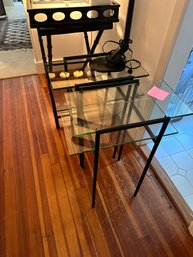 Pair Modern  Glass Top Tables