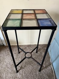 Glass Tile Top Table With Iron Base