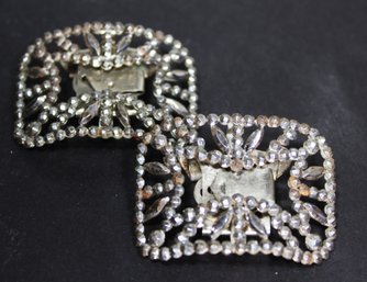 Pair Victorian Cut Steel Shoe Buckles With Backings`