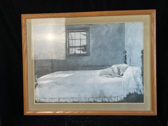 Framed Andrew Wyeth Dog Sleeping Artwork