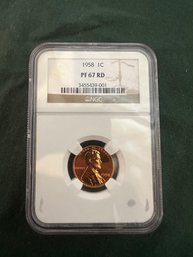 1958 NGC PROOF 67 RED Lincoln 1c