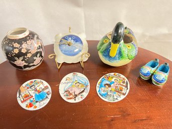 Smalls Lot, Hand Painted Duck, Metal Painted Ashtray, Coasters,