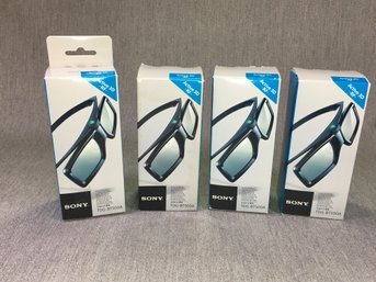 Four Brand New Pairs SONY 3D ACTIVE GLASSES - $120 Each Retail - Sony TDG-BT500A 3D Glasses - All In New Boxes