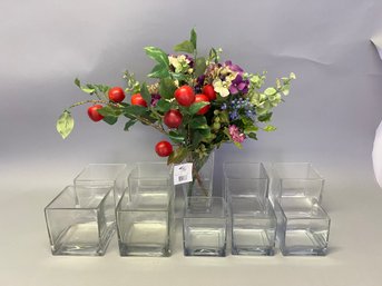 Lot Of Square Glass Vases