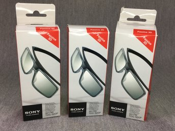 Three Brand New Pairs SONY 3D PASSIVE GLASSES - $120 Retail Each - TDG-500P 3D Glasses - All New In Boxes !