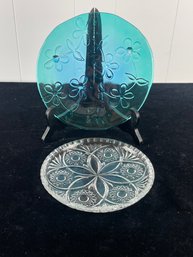 2 Piece Glass Platter Set