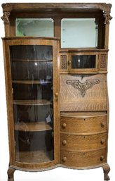 Stunning Victorian Solid Oak Side By Side Bookcase Desk