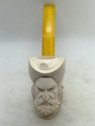 Large Vintage Carved MEERSCHAUM Pipe With Bakelite Stem- Bearded Man With Turban