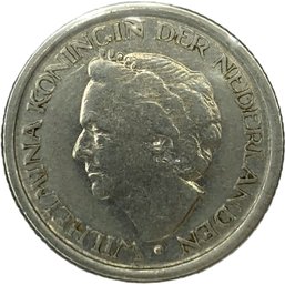 1948 Netherlands Queen Wilhelmina 25 Cent Piece