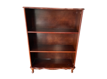 Dark Wood Two Shelf Bookcase With Scalloped Lower Edge